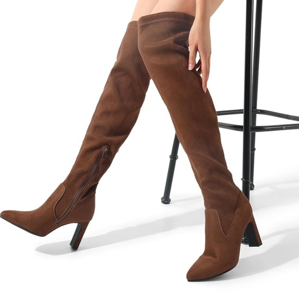 Hot Kiss Brown Over-the-Knee Boots - Picture 1 of 15